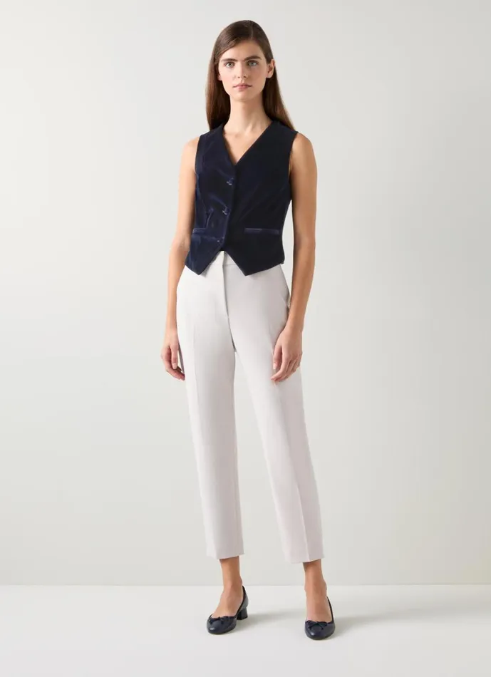 LKBennett Coats and Jackets Women Ami Navy Velvet Waistcoat