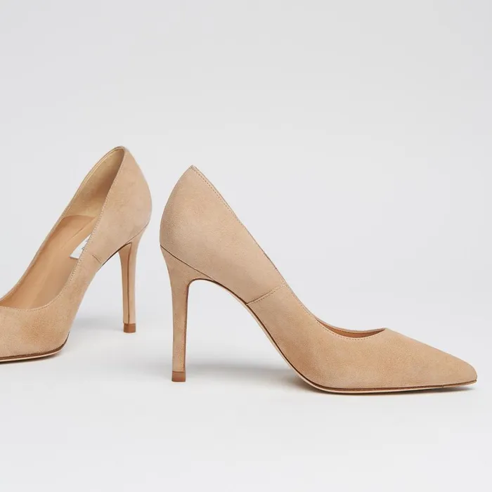 LKBennett Court Shoes Women Fern Beige Suede Pointed Toe Courts