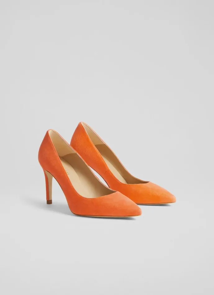 LKBennett Court Shoes Women Floret Orange Suede Pointed Toe Courts LKBennett Court Shoes Women Floret Orange Suede Pointed Toe Courts