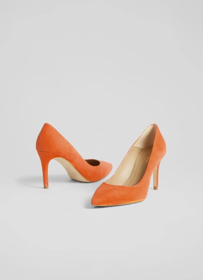 LKBennett Court Shoes Women Floret Orange Suede Pointed Toe Courts LKBennett Court Shoes Women Floret Orange Suede Pointed Toe Courts