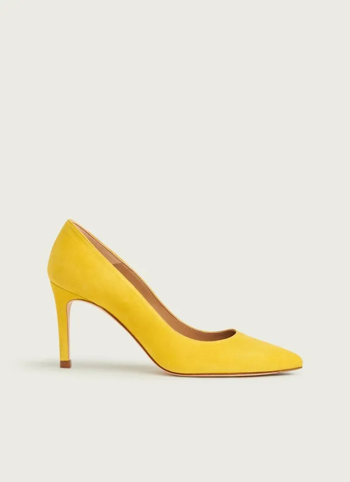 LKBennett Court Shoes Women Floret Sherbet Yellow Suede Pointed Toe Courts