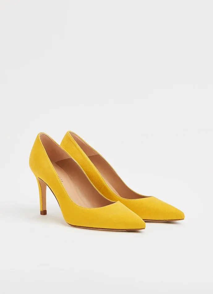 LKBennett Court Shoes Women Floret Sherbet Yellow Suede Pointed Toe Courts