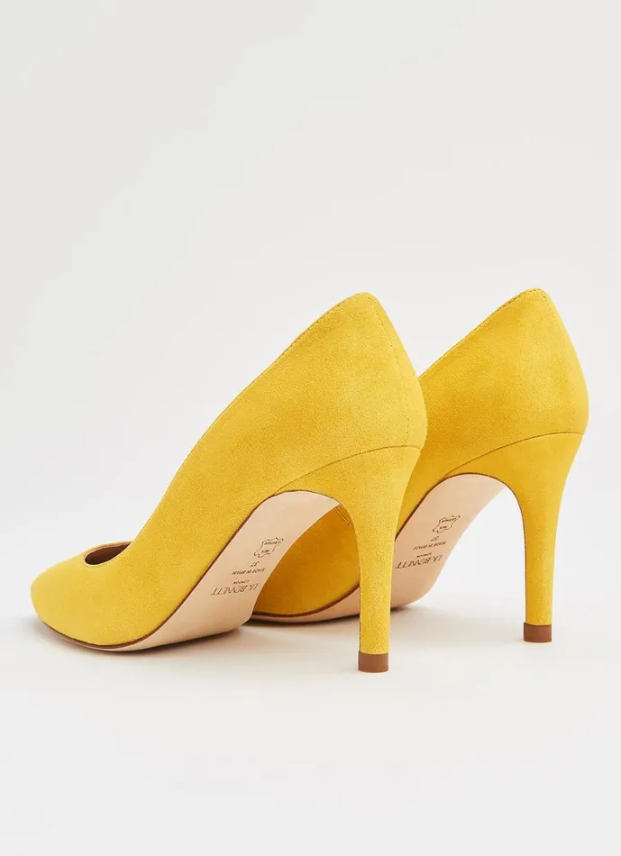 LKBennett Court Shoes Women Floret Sherbet Yellow Suede Pointed Toe Courts