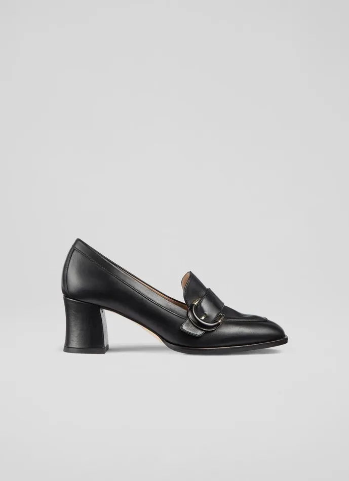 LKBennett Court Shoes Women Mara Black Resin Buckle Block Heel