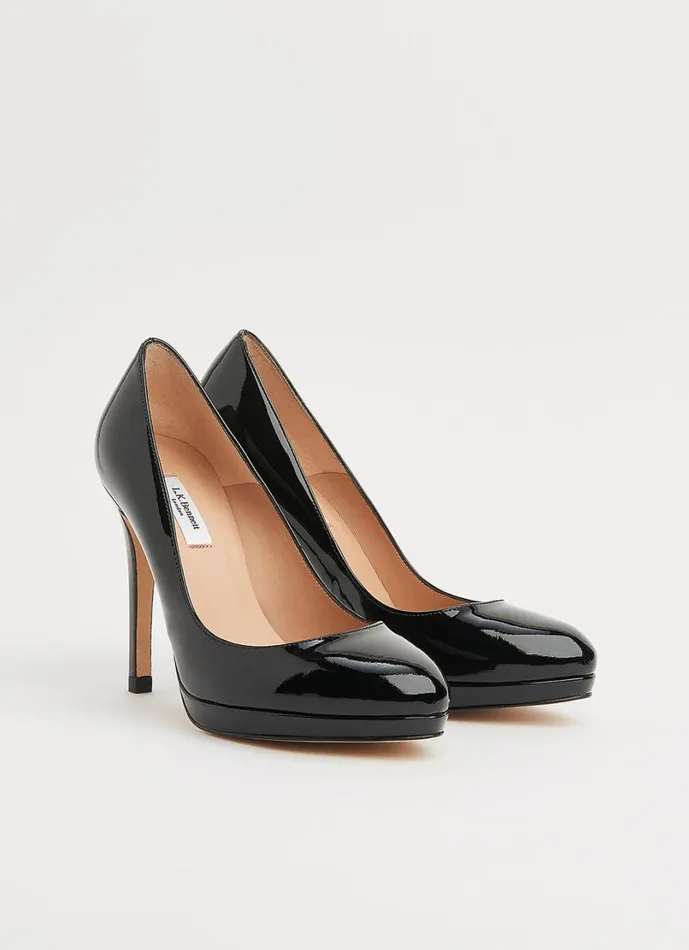 LKBennett Court Shoes Women Sledge Black Patent Platform Courts