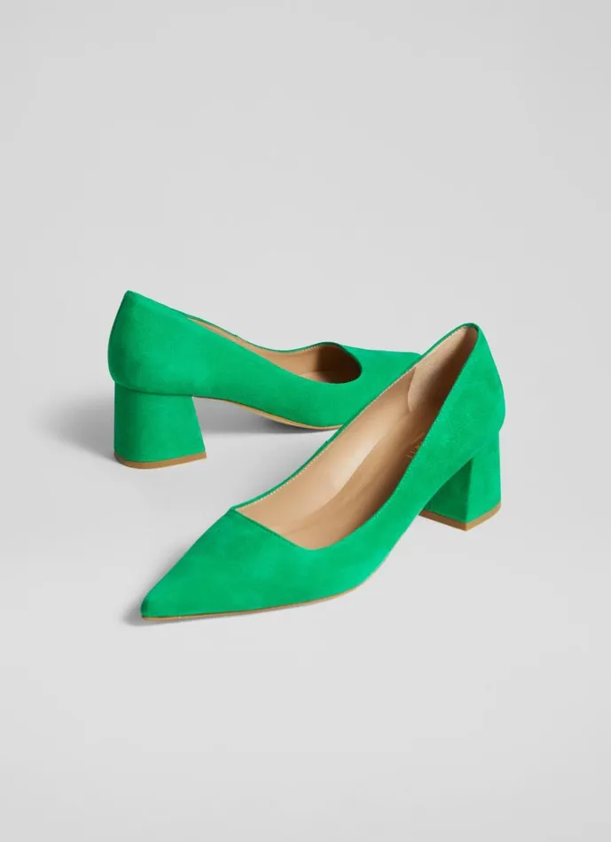 LKBennett Court Shoes Women Sloane Green Suede Block Heel Courts LKBennett Court Shoes Women Sloane Green Suede Block Heel Courts