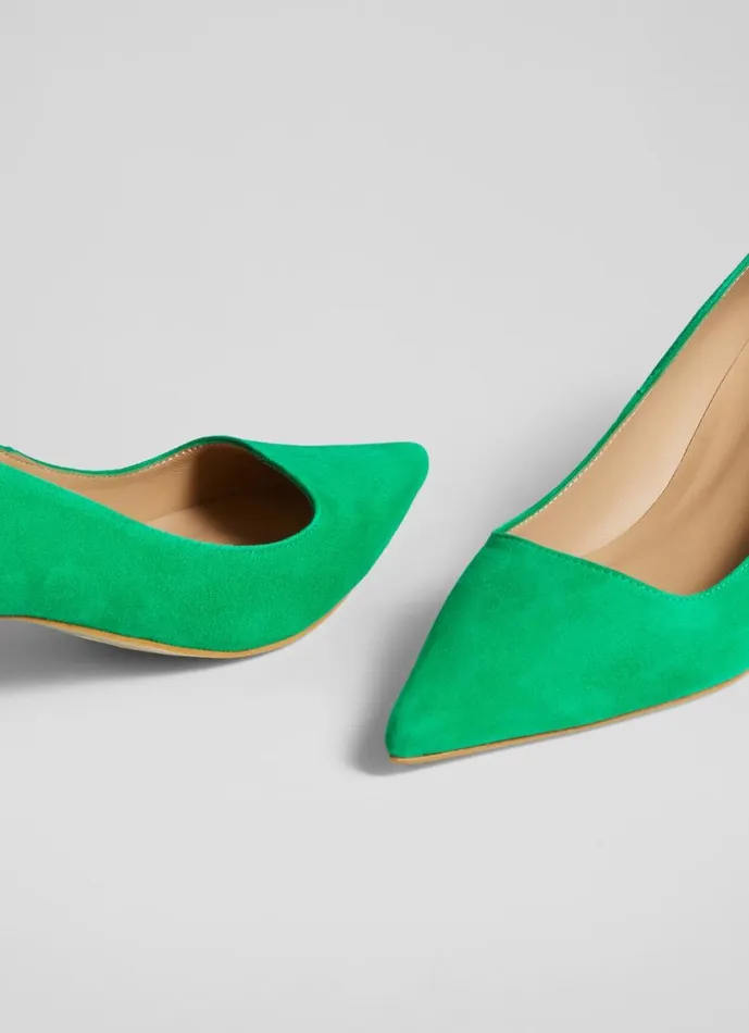 LKBennett Court Shoes Women Sloane Green Suede Block Heel Courts LKBennett Court Shoes Women Sloane Green Suede Block Heel Courts