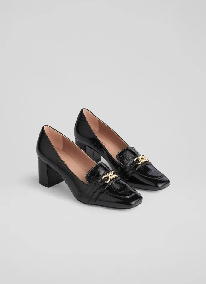 LKBennett Court Shoes Women Sydnie Black Leather Twist Trim Loafer Court Shoes LKBennett Court Shoes Women Sydnie Black Leather Twist Trim Loafer Court Shoes