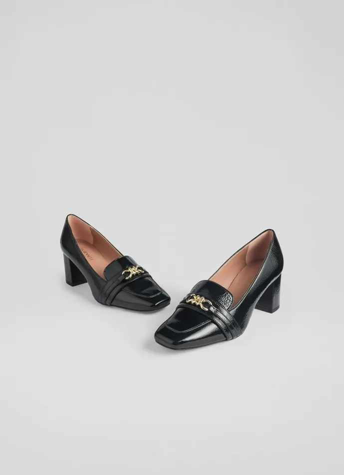 LKBennett Court Shoes Women Sydnie Black Leather Twist Trim Loafer Court Shoes LKBennett Court Shoes Women Sydnie Black Leather Twist Trim Loafer Court Shoes