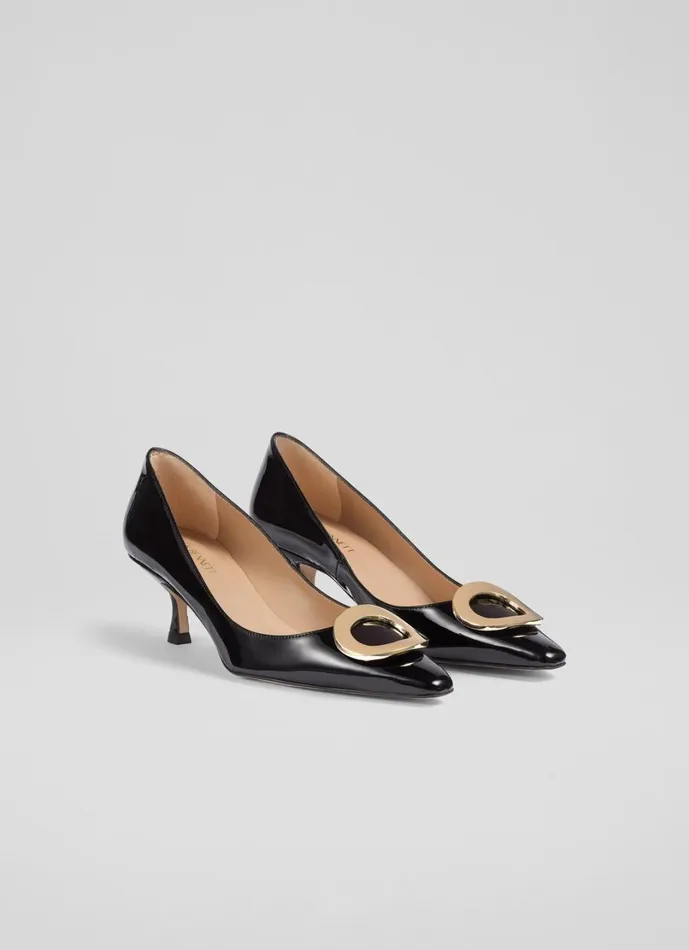LKBennett Court Shoes Women Uma Black O Trim Pointed Courts LKBennett Court Shoes Women Uma Black O Trim Pointed Courts
