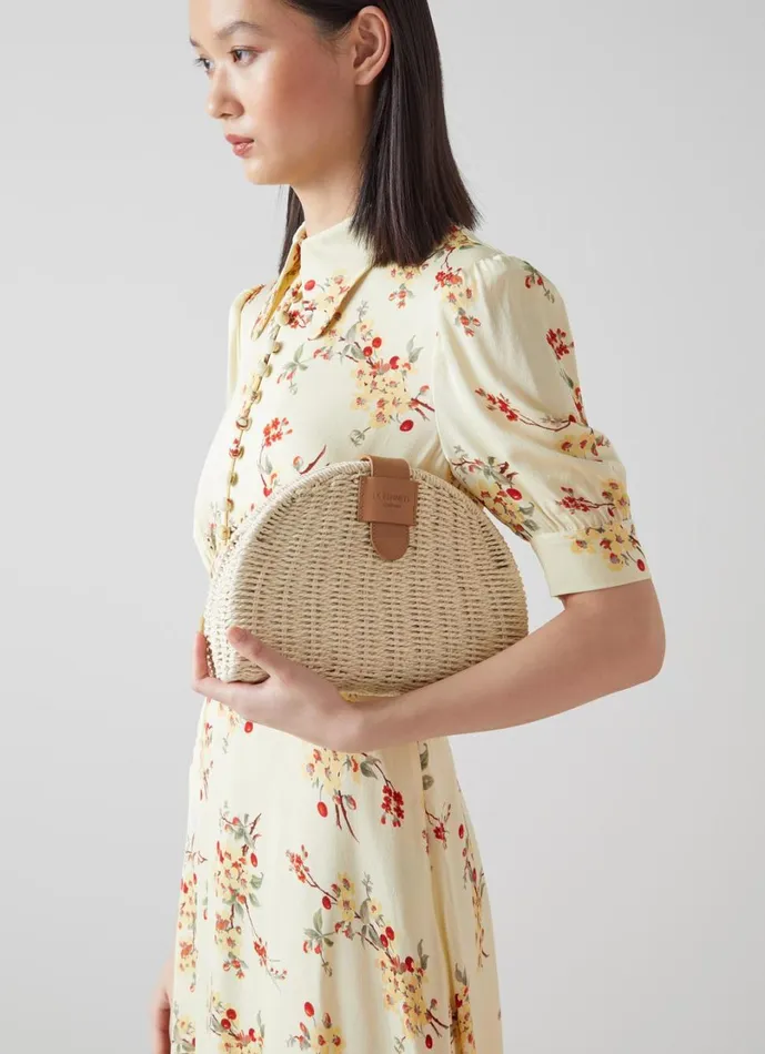 LKBennett CrossBody Bags Women Lorena Cream Wicker Shoulder Bag