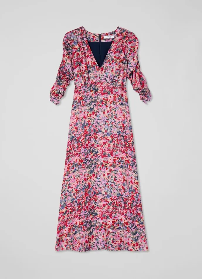 LKBennett Dresses Women Erin Pink Multi Watercolour Floral Jacquard Dress