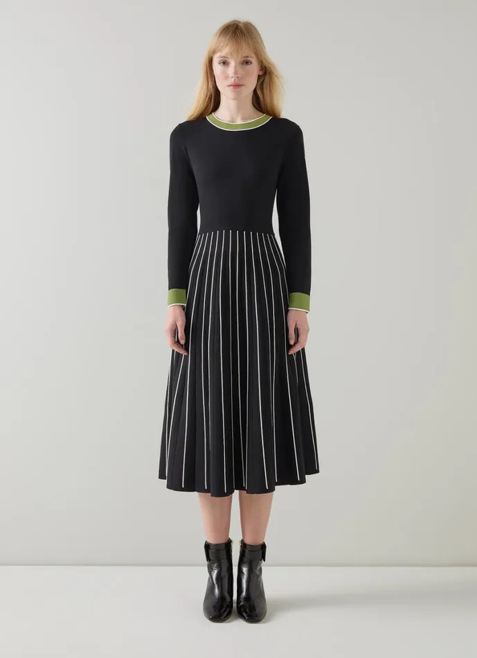 LKBennett Dresses Women Fara Black Multi Knitted Dress LKBennett Dresses Women Fara Black Multi Knitted Dress