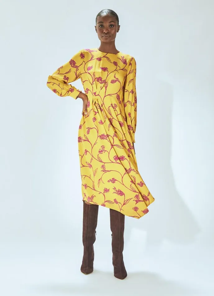 LKBennett Dresses Women Henrietta Ochre and Pink Dress LKBennett Dresses Women Henrietta Ochre and Pink Dress