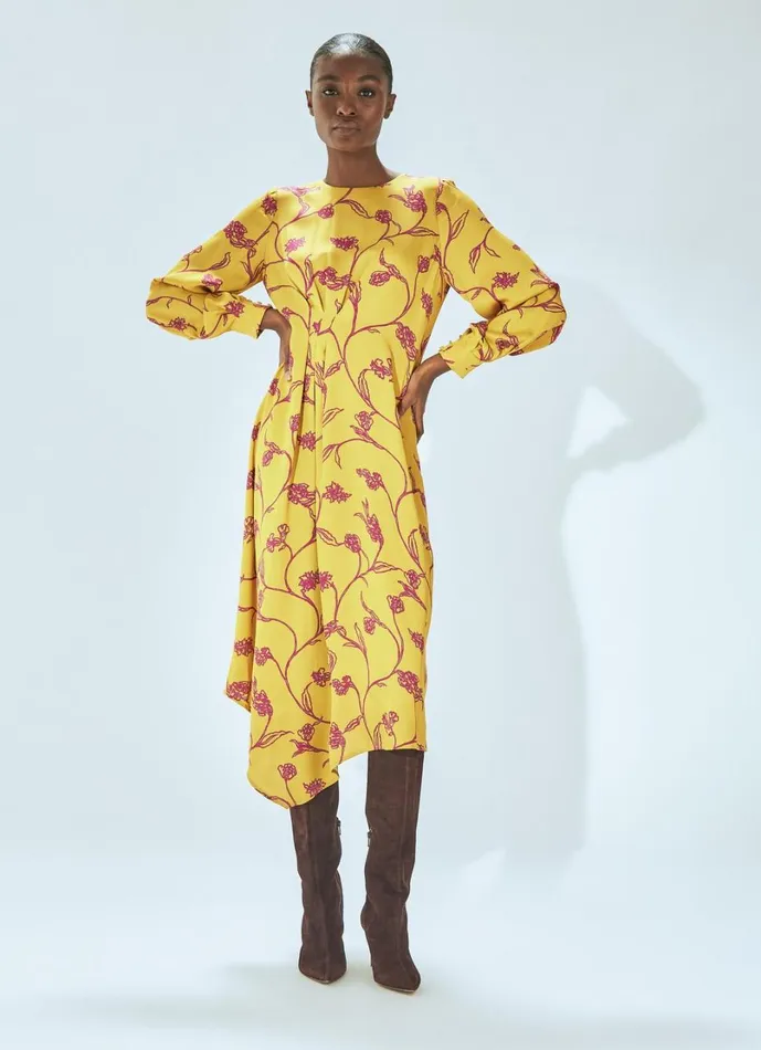 LKBennett Dresses Women Henrietta Ochre and Pink Dress LKBennett Dresses Women Henrietta Ochre and Pink Dress