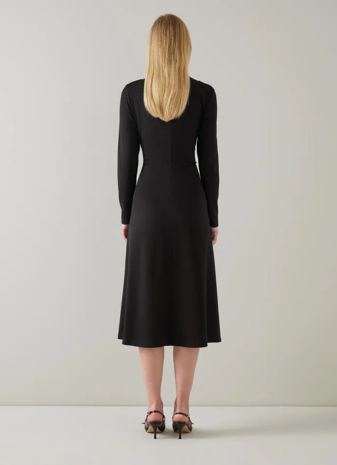 LKBennett Dresses Women Lacey Black LENZING ECOVERO Viscose Midi Dress LKBennett Dresses Women Lacey Black LENZING ECOVERO Viscose Midi Dress