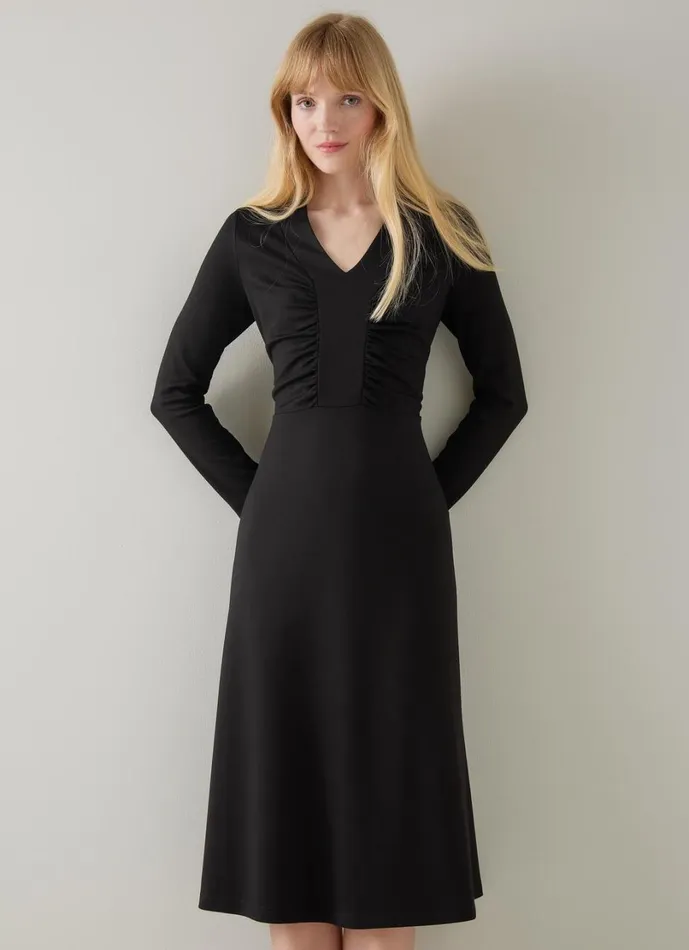 LKBennett Dresses Women Lacey Black LENZING ECOVERO Viscose Midi Dress LKBennett Dresses Women Lacey Black LENZING ECOVERO Viscose Midi Dress