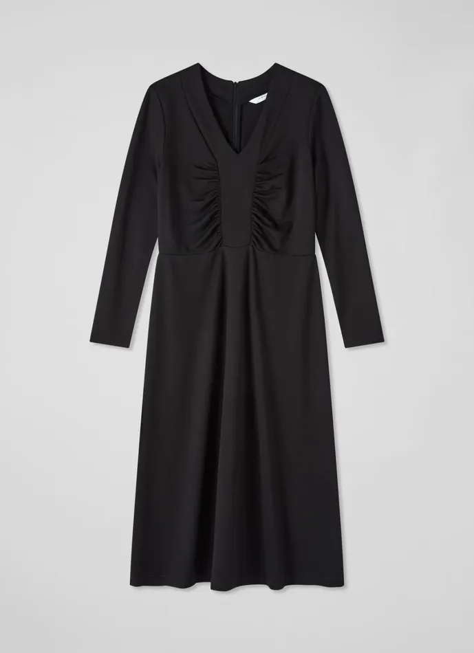 LKBennett Dresses Women Lacey Black LENZING ECOVERO Viscose Midi Dress LKBennett Dresses Women Lacey Black LENZING ECOVERO Viscose Midi Dress