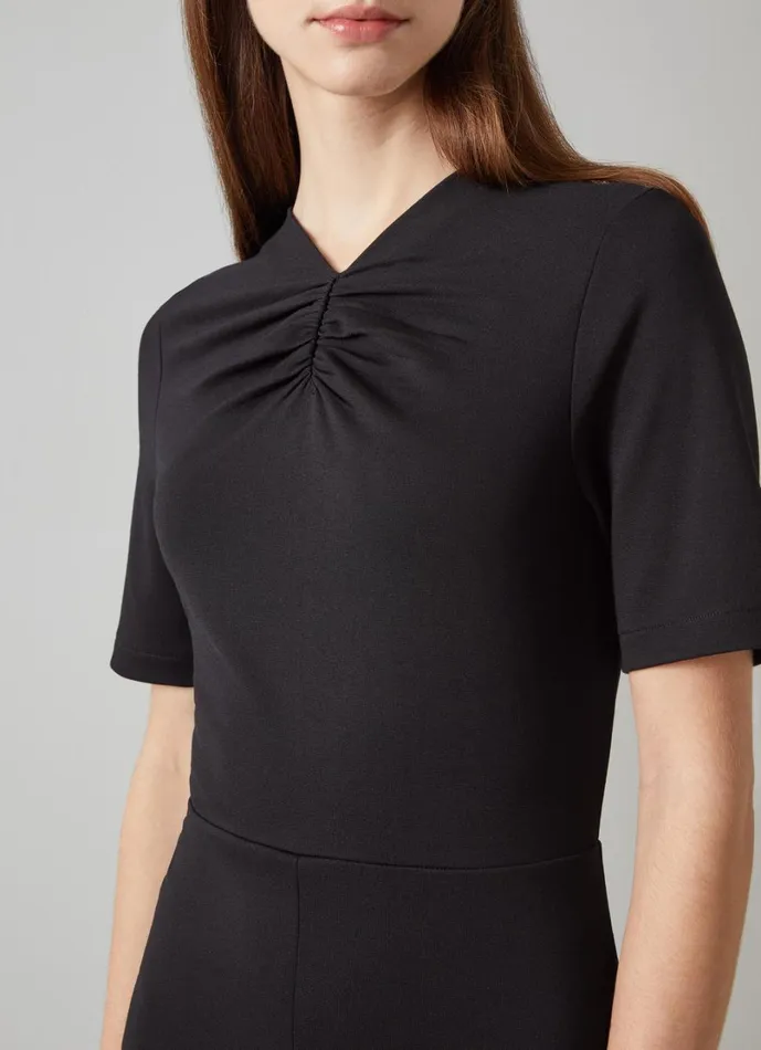LKBennett Dresses Women Lila Black Tuck LENZING ECOVERO Viscose Front Short Sleeve Dress LKBennett Dresses Women Lila Black Tuck LENZING ECOVERO Viscose Front Short Sleeve Dress