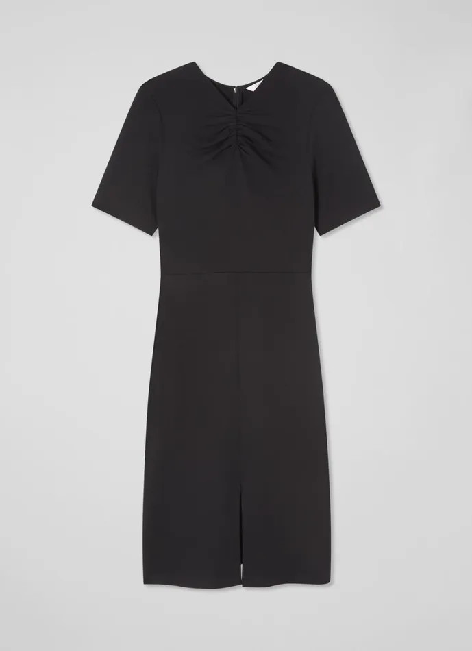 LKBennett Dresses Women Lila Black Tuck LENZING ECOVERO Viscose Front Short Sleeve Dress LKBennett Dresses Women Lila Black Tuck LENZING ECOVERO Viscose Front Short Sleeve Dress
