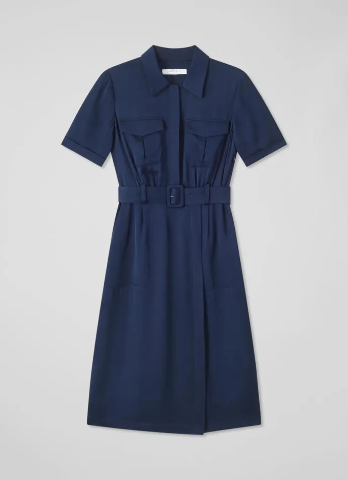 LKBennett Dresses Women Luna Navy Viscose UtilityStyle Shirt Dress