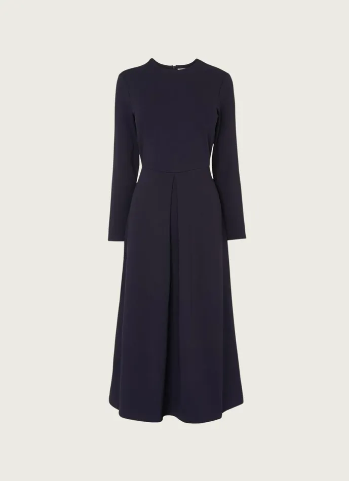 LKBennett Dresses Women Maria Navy Jersey Fit and Flare Dress