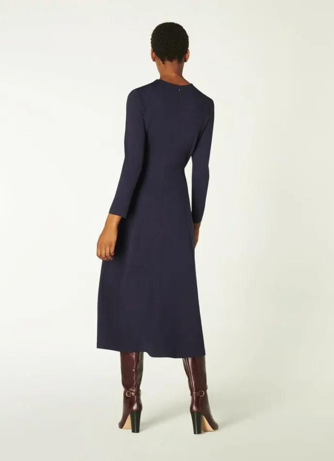 LKBennett Dresses Women Maria Navy Jersey Fit and Flare Dress