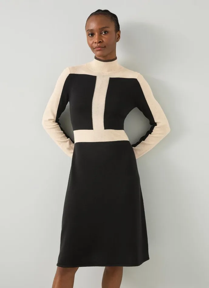 LKBennett Dresses Women Selma Colour Block Wool Knitted Dress