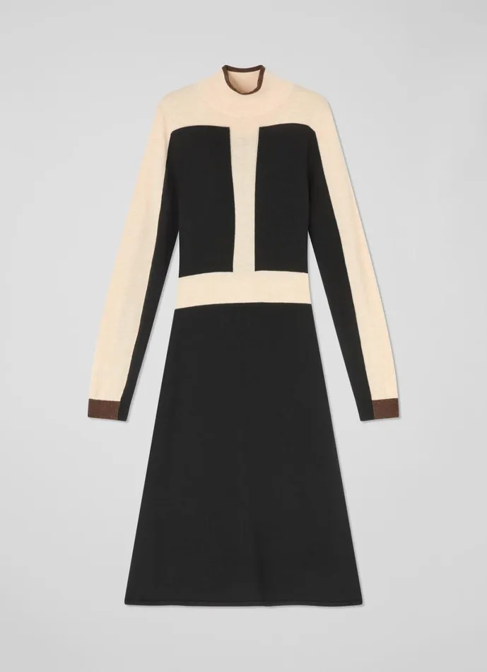 LKBennett Dresses Women Selma Colour Block Wool Knitted Dress LKBennett Dresses Women Selma Colour Block Wool Knitted Dress
