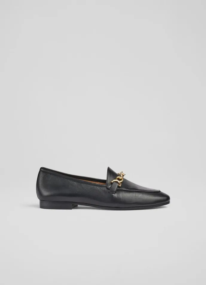 LKBennett Flats Women Adalynn Black Leather Snaffle Loafers