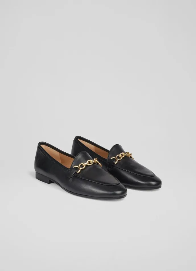 LKBennett Flats Women Adalynn Black Leather Snaffle Loafers