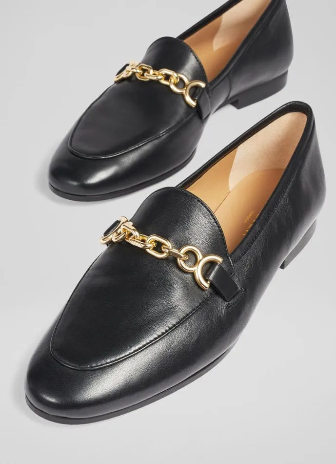 LKBennett Flats Women Adalynn Black Leather Snaffle Loafers