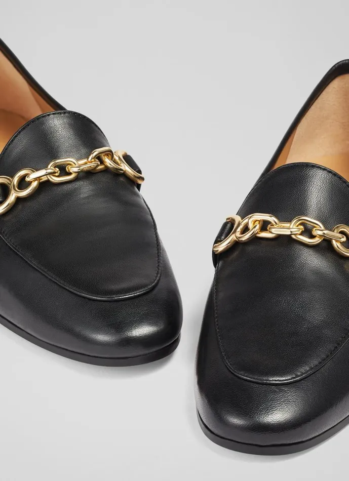 LKBennett Flats Women Adalynn Black Leather Snaffle Loafers