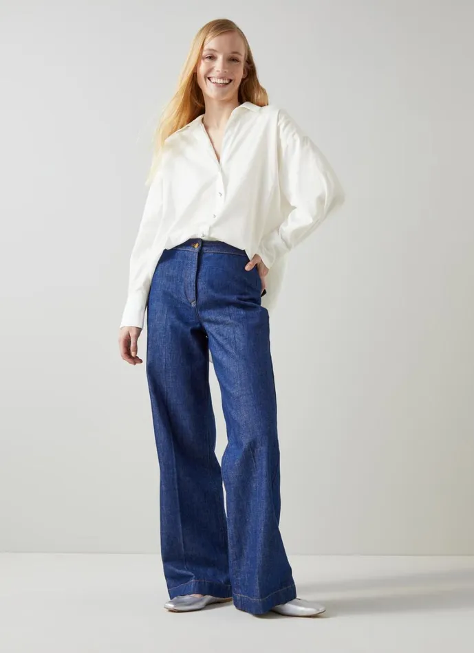 LKBennett Shirts And Blouses Women Beatrice White Cotton CeramicButton Shirt