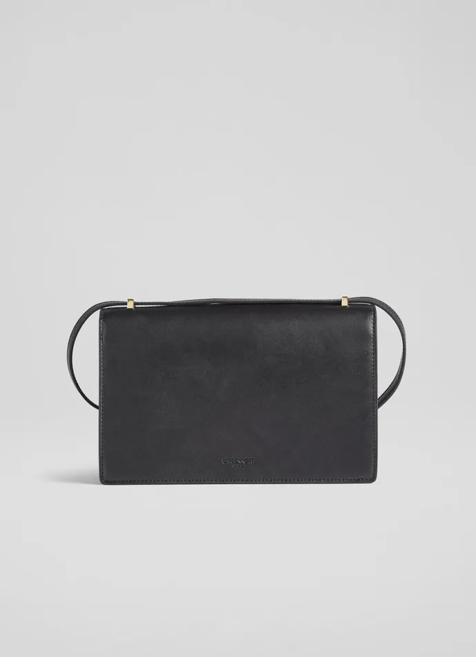 LKBennett Shoulder Bags Women Ottie Black Vegan Leather Shoulder Bag