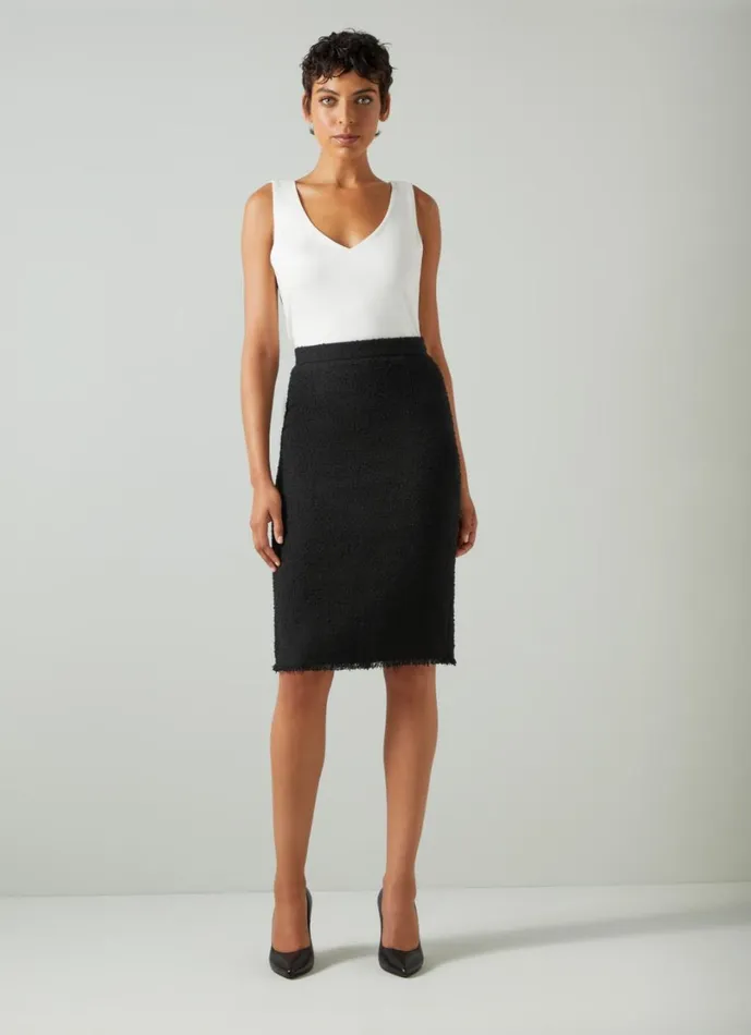 LKBennett Skirts Women Lara Black Recycled Cotton Italian Tweed Skirt LKBennett Skirts Women Lara Black Recycled Cotton Italian Tweed Skirt