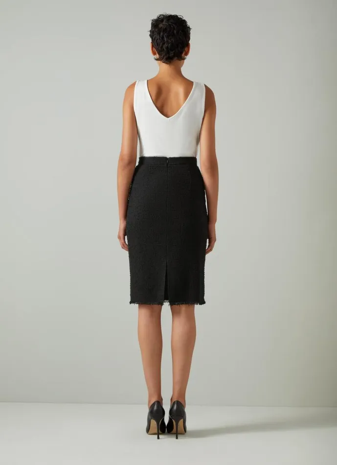 LKBennett Skirts Women Lara Black Recycled Cotton Italian Tweed Skirt LKBennett Skirts Women Lara Black Recycled Cotton Italian Tweed Skirt