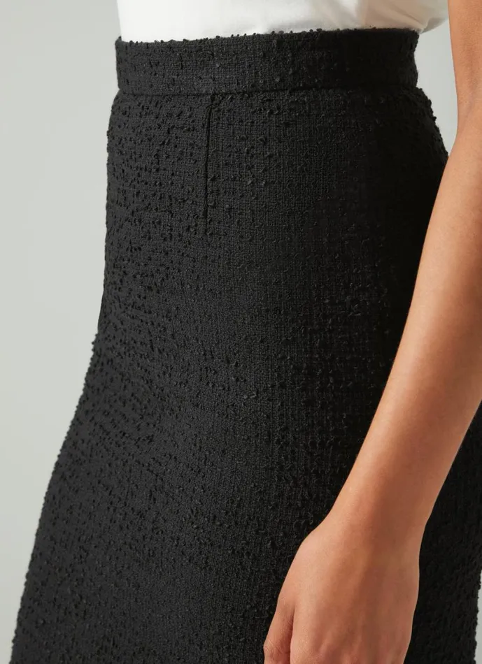 LKBennett Skirts Women Lara Black Recycled Cotton Italian Tweed Skirt LKBennett Skirts Women Lara Black Recycled Cotton Italian Tweed Skirt