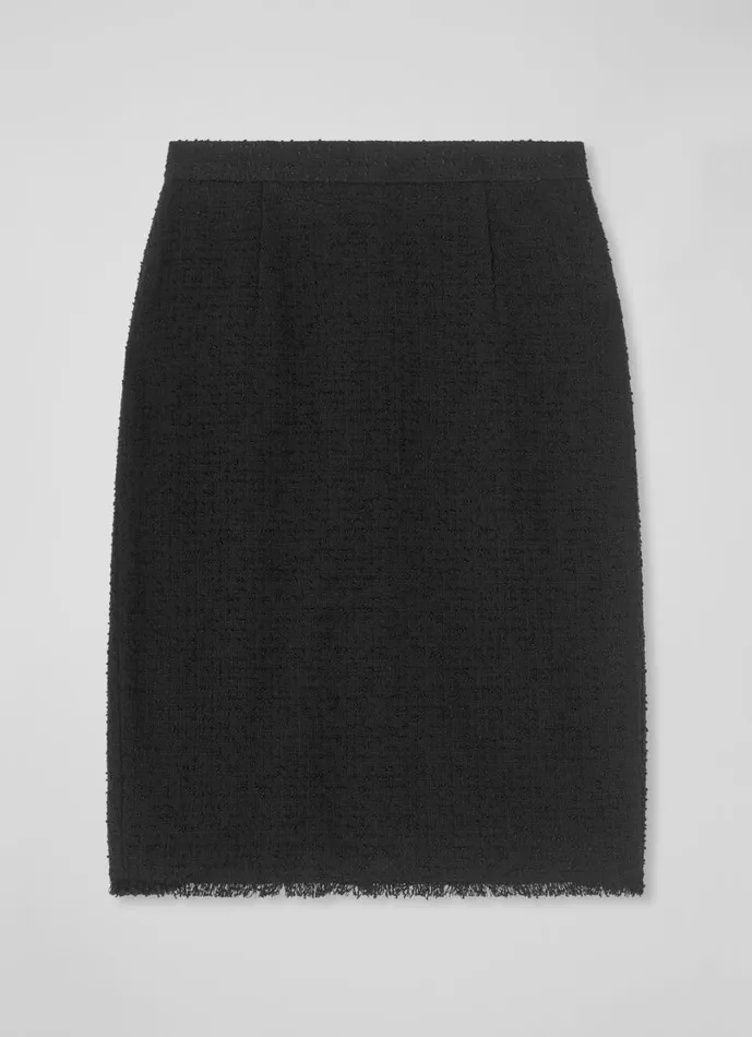 LKBennett Skirts Women Lara Black Recycled Cotton Italian Tweed Skirt LKBennett Skirts Women Lara Black Recycled Cotton Italian Tweed Skirt