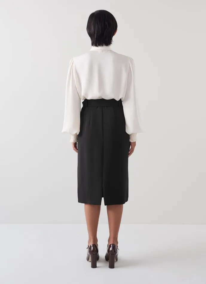 LKBennett Skirts Women Tabitha Petite Black Belted Crepe Pencil Skirt LKBennett Skirts Women Tabitha Petite Black Belted Crepe Pencil Skirt