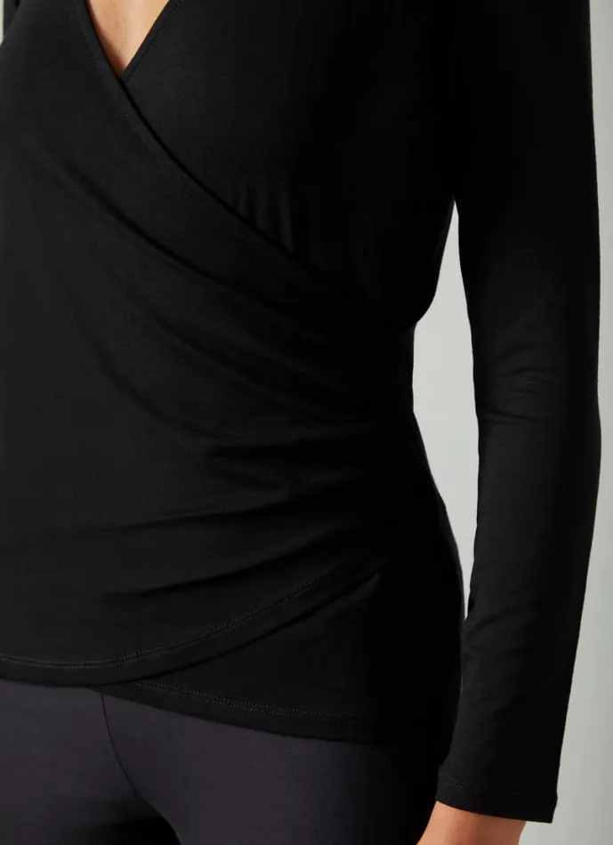 LKBennett Tops Women Eames Black Jersey Wrapover Top LKBennett Tops Women Eames Black Jersey Wrapover Top