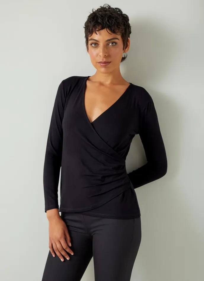 LKBennett Tops Women Eames Black Jersey Wrapover Top LKBennett Tops Women Eames Black Jersey Wrapover Top