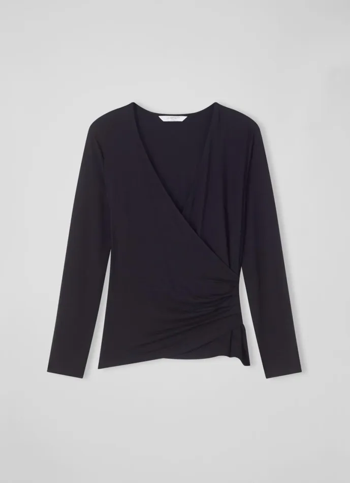 LKBennett Tops Women Eames Black Jersey Wrapover Top LKBennett Tops Women Eames Black Jersey Wrapover Top