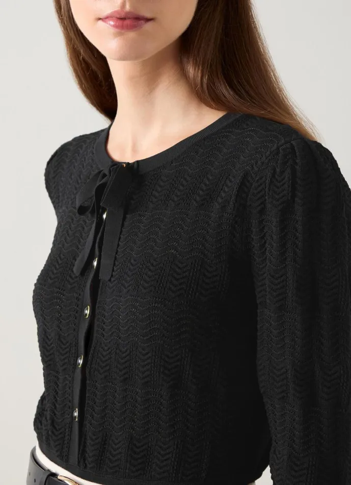 LKBennett Tops Women Freida Black Pointelle Detail Knitted Top LKBennett Tops Women Freida Black Pointelle Detail Knitted Top