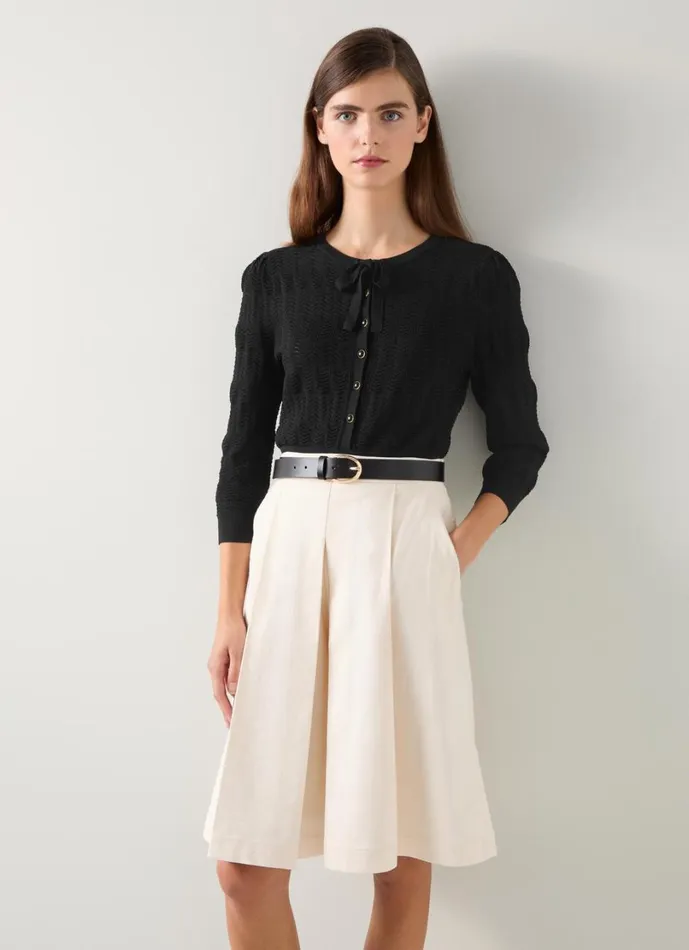 LKBennett Tops Women Freida Black Pointelle Detail Knitted Top LKBennett Tops Women Freida Black Pointelle Detail Knitted Top