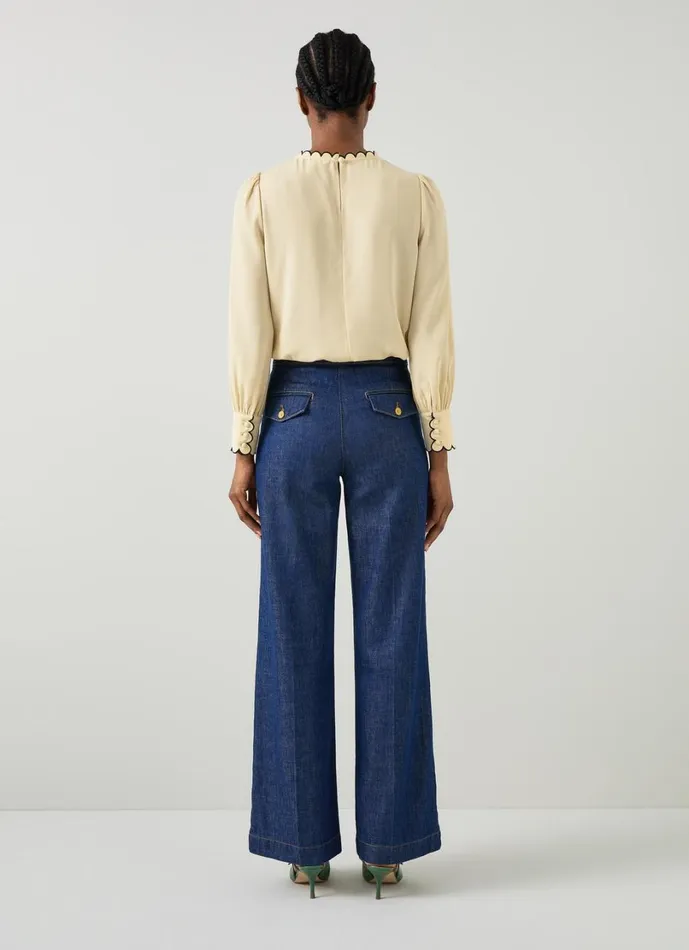 LKBennett Tops Women Jemima Birch and Black Blouse LKBennett Tops Women Jemima Birch and Black Blouse