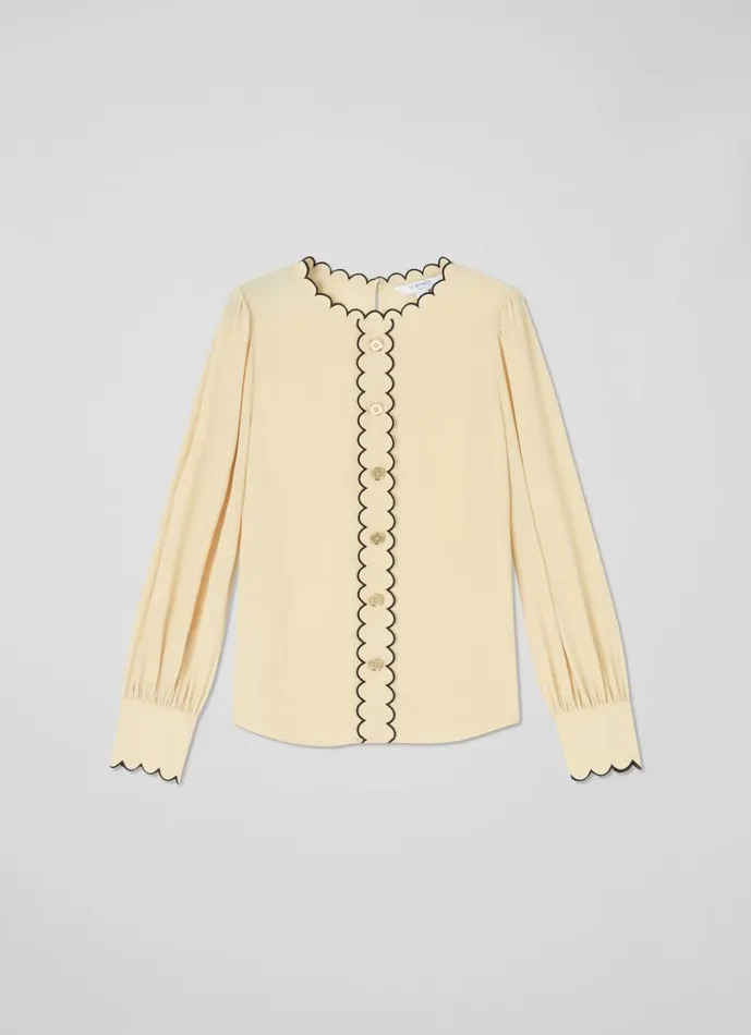 LKBennett Tops Women Jemima Birch and Black Blouse LKBennett Tops Women Jemima Birch and Black Blouse