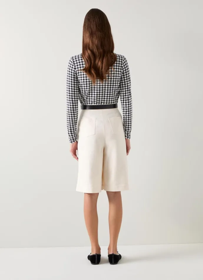 LKBennett Tops Women Laurie Black and Cream Gingham ECOVERO Print Top