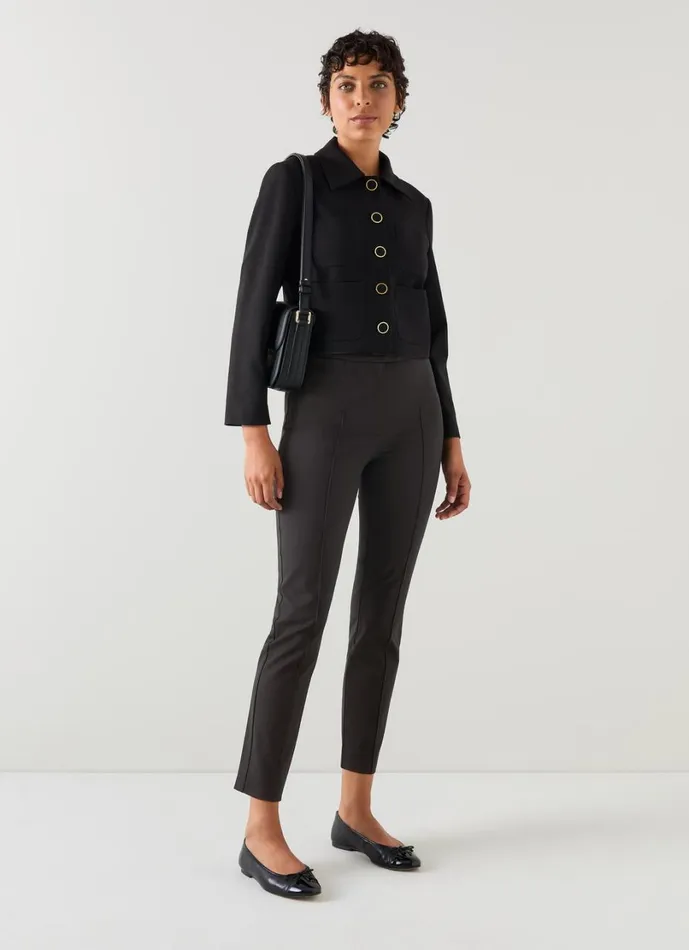 LKBennett Trousers Women Esen Black Stretch Slim Square Pocket Trousers