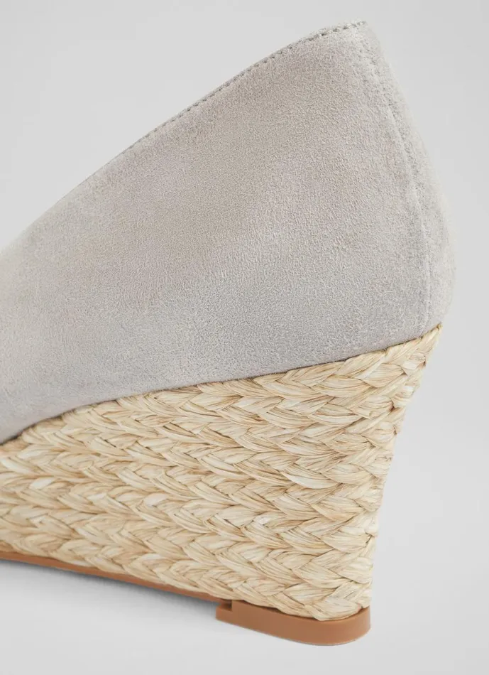 LKBennett Wedges Women Eevi Grey Suede Espadrille Wedges